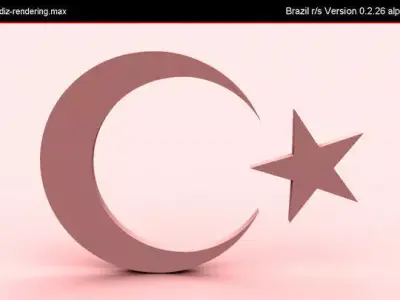 Turkish crescent star Free 3D model