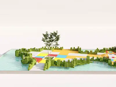 Artistic Aquatic Children Play Area Low-poly 3D model