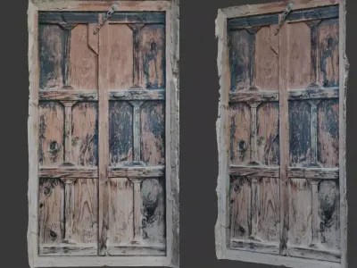 Wooden Door 3D Scanned Low-poly 3D model
