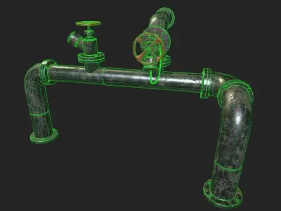 Pipeline industrial pipe Low-poly 3D model