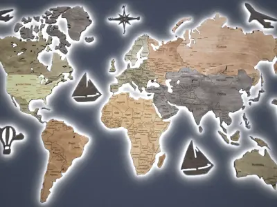  wooden map on the wall Low-poly 3D model purchase