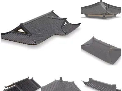 6 Exquisite Chinese-Style Roof Bundle Traditional Architectural 3D model