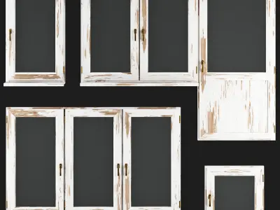 Wooden Windows Low-poly 3D model