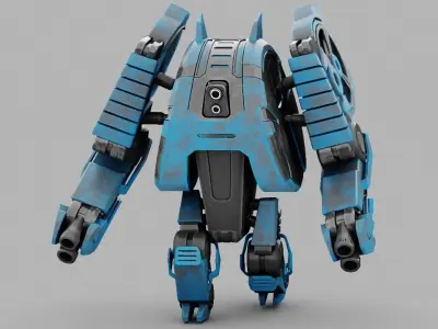 Military robot rigged animated character 3D model