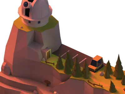 Isometric Camping  Environment - Low poly Low-poly 3D model
