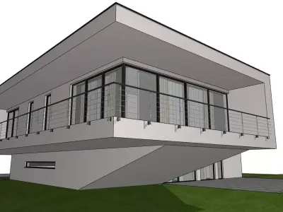 Modern cantilevered villa with panoramic glazing 3D model