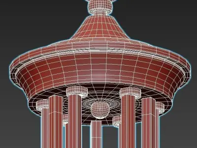 lazzaro chandelier with six lights and metal frame 3D model