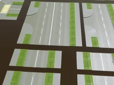 Large Modular Pack of Russian Roads  Low-poly 3D model