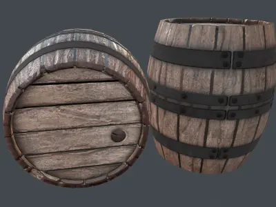 Barrel game-ready props Low-poly 3D model