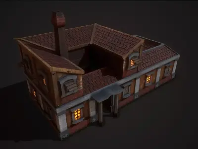 Medieval Roman house Low-poly 3D model