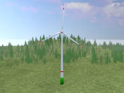 Wind turbine E82 H-162 RD 162 m with animation Low-poly 3D model
