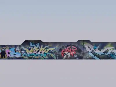 Big graffiti wall III 3D model