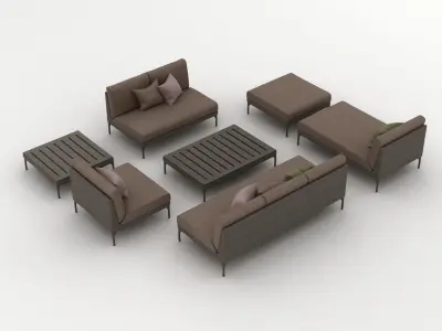 Dedon Mu Furniture Set 3D model