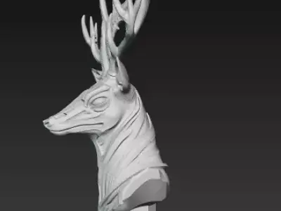Nobility of Nature Ornamental Art Deco Deer Bust 3D model