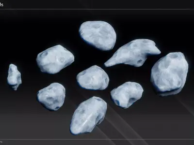 Lowpoly Ice Asteroids Low-poly 3D model