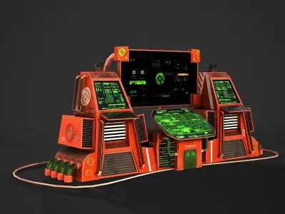 Sci-Fi Consolo Computer Base 5 Low-poly 3D model