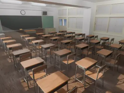 A Japanese school classroom 3D model