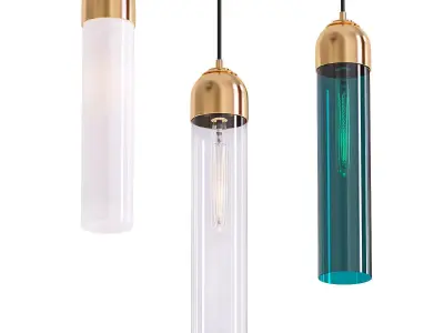 VIAN B three glass and gold pendant lights with name van 3D model