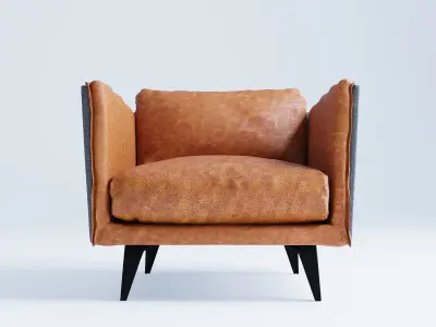 Messina Leather Arm Chair 3D model