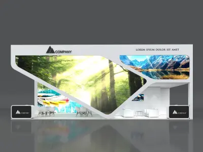 Exhibition Booth Stand Stall 12x4m Height 500 cm 3 Side Open 3D model