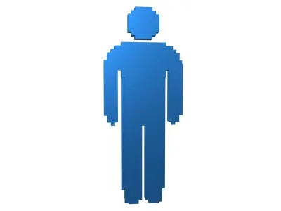 Voxel Style Boy Symbol v3 007 Low-poly 3D model