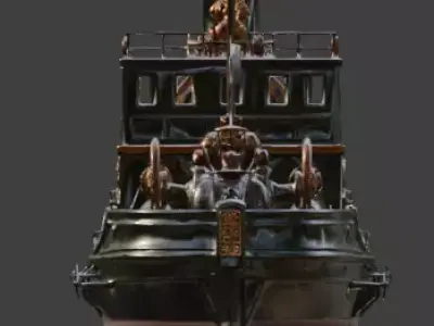 Steampunk Industrial Patrol Ship 3D Model Low-poly 3D model