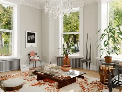 Art style apartment interior scene 3D model