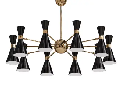 Ceiling chandelier with rotating shades 6 shades White 3D model