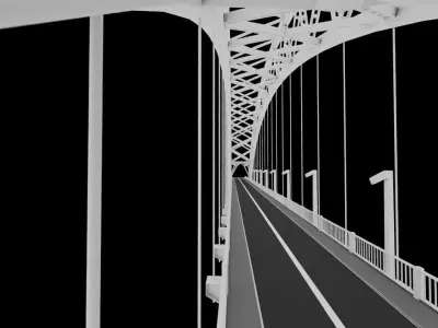 High-Resolution 3D Model of the Adomi Bridge  Ghana Low-poly 3D model