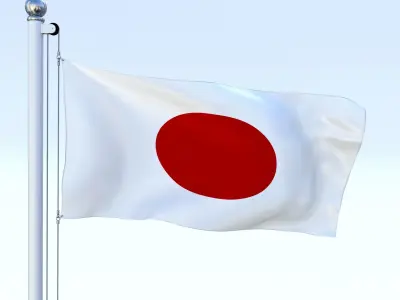 Animated Japan Flag Low-poly 3D model