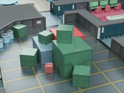 Among Us Map with all Textures and Props Low-poly 3D model
