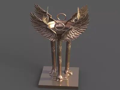 Delphi Torch sculpture 4 wings 3D model