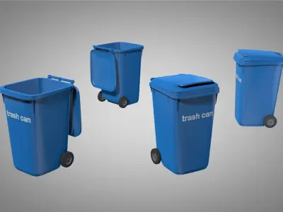 Trash Can animation ready with basic shaders 3D model