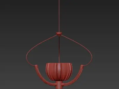 Italian Chandelier In Glass and Brass By Barovier  3D model
