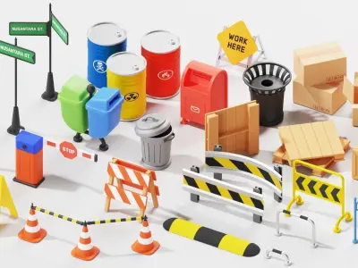 street element cartoon pack vol 2 Low-poly 3D model