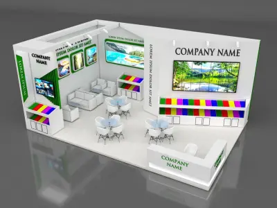 Booth Exhibition Stand Stall 9x6m Height 400 cm 2 Side Open 3D model