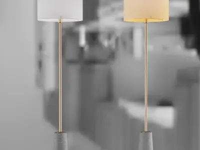 Scandinavian style floor lamp on marble base 3D model