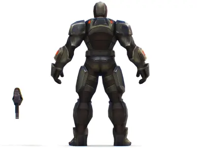 Sci-Fi Man Cyborg Drone Male Trooper Black Soldier Low-poly 3D model