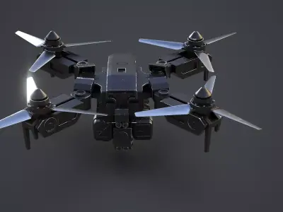 Futuristic Military Attack Drone Low-poly 3D model