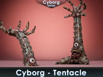Cyborg Tentacle Low-poly 3D model