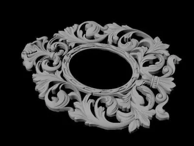 mirror gold ornate frame 3D model 8