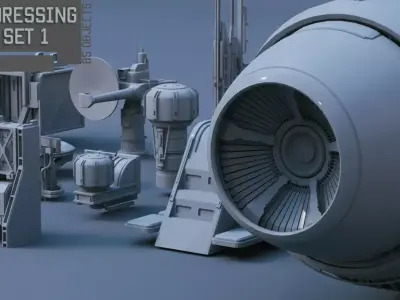 Scifi dressing kitbash set 1 3D model