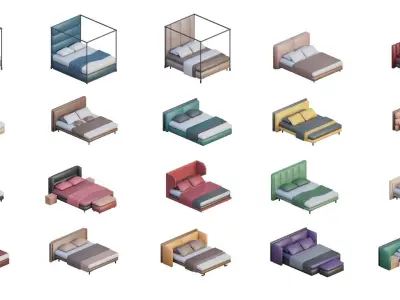 Low Poly Furniture - 700 models collection Low-poly 3D model