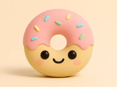 Cute Donut Mascot 3D print model