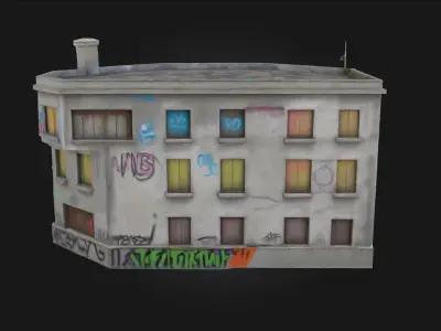 Graffiti Abode  Urban Shelter with Rebellious Flair 3D model