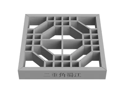 Futaekadoshokko wooden window frame with geometric design 3D print model