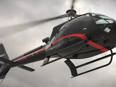  Airbus H130 Panoramic Cabin Helicopter Black with Interior 