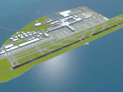 Chubu Centrair International Airport 10km Low-poly 3D model