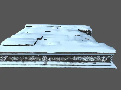 Stairs old building covered in snow Low-poly 3D model