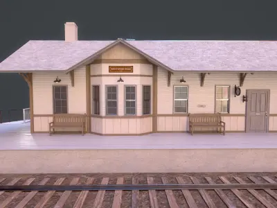 American Train Station Low-poly 3D model